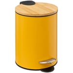 Five Simply Smart - Poubelle colorée avec couvercle en bambou Jaune moutarde 3 l - Jaune moutarde