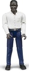 BRUDER - Personnage articulé homme noir à chemise blanche et jean bleu jouet ...