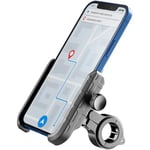 Cellularline | Rider Steel - Universale - Support de Smartphone en Aluminium pour Motos et vélos à Guidon Rond - Universel pour Tous Les téléphones Portables - Rotation à 360° - Stable et Solide