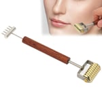 Face Massage Roller Copper Wooden Handle Promote Blood Circulation Double He GF0