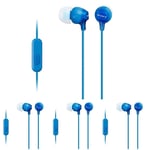 Sony MDR-EX15AP Earphones with Smartphone Mic and Control - Blue (Pack of 4) Blu