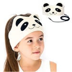 CozyPhones Kids Headphones. Comfy Headband Earphones, Light as Air and Great for Travel, Comes in Kid Friendly Animal and Anime Designs and Cute Colors like Green, Blue and Purple - PANDA