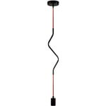 Plafonnier luminaire suspendu vintage industriel salon et chambre E27 Sans ampoules, Noir Rouge - Paco Home