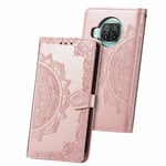 TOPOFU Xiaomi Mi 10T Lite 5G Leather Case,Mandala Flip Cover Wallet PU Leather Magnetic Closure Stand Function with Card Slots Protective Case for Xiaomi Mi 10T Lite 5G-Rose Gold