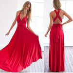 Sexig Dam Multiway Wrap Konvertibel Boho Maxi Club Röd Klänning Bandage Lång Klänning Fest Brudtärnor Infinity Robe Longue Red XXL