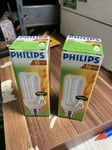 2 X PHILIPS Genie 14w Equivalent To 75w B22 Energy Saving Light Bulbs (6A)