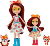 Enchantimals Coffret Sœurs avec mini-poupées Felicity et Feana Renard, 2 mini-figurines animales et accessoires, Jouet pour enfant, HCF81