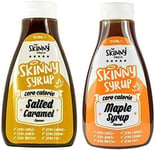 Skinny Foods Syrup Twin Pack SW Salted Caramel Maple Syrup Dessert Topping Suga