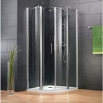 Schulte - Accès d'angle arrondi avec portes de douche battantes, NewStyle 90 x 90 x 192 cm, verre anticalcaire transparent, profilé aspect chromé