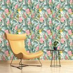 Rainforest Escape Wallpaper Textured Vinyl Birds Foliage Arthouse Multi 297905