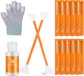 Kit de Nettoyage Photo 10 Écouvillons à Double Extrémité de 24mm pour Capteur APS Full Frame Gants Anti-Statique 20ml Liquide Nettoyant pour Objectif Écran Appareil Photo