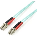 StarTech.com Câble Fibre Optique Multimode de 3m LC/UPC à LC/UPC OM4, Fibre Zipcord 50/125µm LOMMF/VCSEL, Réseaux 100G, Faible Perte d'Insertion, Cordon de Raccordement Fibre LSZH (450FBLCLC3)