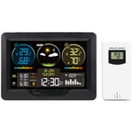 Lifcausal - Station météo intelligente FJ3383M avec horloge, compteur de température et d'humidité intérieure et extérieure, horloge météo