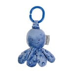 Nattou Peluche Active en Polyester, avec Fonction Vibration et Anneau de Dentition en Silicone, Poulpe, env. 15 cm, Lapidou, Bleu