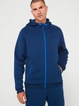 UNDER ARMOUR Mens Training Armour Fleece Pro Full Zip Hoodie - Blue, Blue, Size Xl, Men