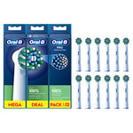 Oral-B Pro Cross Action Electric Toothbrush Head, X-Shape and Angled Bristles for Deeper Plaque Removal, Pack of 12 Toothbrush Heads, White