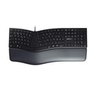 CHERRY KC 4500 ERGO, Ergonomic Keyboard, Belgian Layout (AZERTY), Wired, Padded Palm Rest with Memory Foam, Curved Keypad, Black