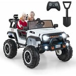 Goplus - Quad Électrique Enfants 3 Ans+ Charge 50KG-2 Places 24V avec Télécommande 2,4G-Effets Sonores Lumineux & Klaxon Blanc