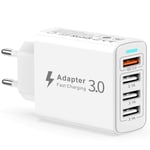 Chargeur USB Multiple, Prise USB Multiple 4 Ports 33W Chargeur Rapide USB QC3.0 Chargeur Multi USB Adaptateur Secteur USB Chargeur Telephone pour iPhone 14 13 12 11 XR X 8 7 6,iPad,Samsung S23 S22 S21