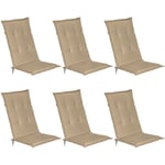 Beautissu - Set de 6 Matelas Coussin pour Chaise Fauteuil de Jardin terrasse Loft hl 120x50x6 cm Nature