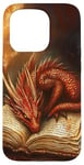 iPhone 15 Pro Aesthetic Gothic Red Dragon Reading Book Painting Bookish Case