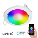 Spot encastré Zobe plat blanc mat + ampoule RGB blanc chaud - blanc froid