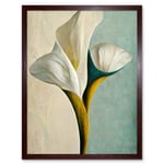 Cala Lily Lilies Flower Abstract Minimalist Painting Duck Egg Cream Mustard Art Print Framed Poster Wall Decor 12x16 inch