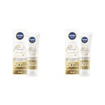 NIVEA SUN Fluide UV visage Luminous 630 FPS 50+ (1 x 40 ml), Crème solaire visage anti taches à la formule légère et non grasse, Soin visage anti-âge protecteur quotidien (Lot de 2)