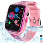 Kids Smart Watch Phone - IP67 Waterproof Smartwatch Boys Girls with Touch Screen 5 Games Camera Alarm SOS Call - Phone Watch Digital Wrist Watch for 3-13 Years Children Birthday Gift (Pink)