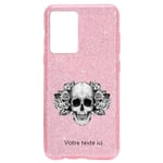 Coque Iphone 12 PRO MAX paillettes rose mort fleur personnalisee