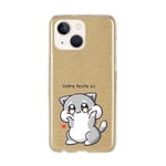 Coque pour Iphone 13 paillettes dore chat kawaii