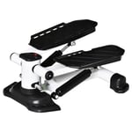 HOMCOM Mini Stepper Compact Mini Bike Fitness Utrustning med LCD-skärm, Stora Pedaler, Metall & ABS, Vit+Svart, 48x34x21cm|