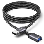 câble rallonge USB 2 m, adaptateur extension type A mâle vers femelle charge alimentation données prolongateur, compatible avec Mac voiture PS5 PS4 clé USB clavier souris imprimante Webcam