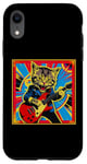 Coque pour iPhone XR Rétro Vintage Pop Art Chat Joue Guitare Electrique 80s 90s Art