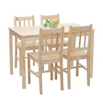 Ensemble De Chaises Et Table De Salle À Manger Style Rustique En Bois Massif Pin 04_0003065