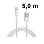 USB kabel med Lightning kontakt för iPhone & iPad Vit - 5m