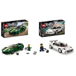 LEGO 76908 Speed Champions Lamborghini Countach, Race Car Toy Model Replica & 76907 Speed Champions Lotus Evija Race Car Toy Model for Kids, Collectible Set with Racing Driver Minifigure