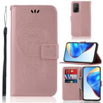 Domxteck PU phone case with multi-function ID credit card slot clip wallet flip cover for Xiaomi Mi 10T 5G-rose gold