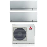 mitsubishi electric dual split inverter climatiseur série kirigamine zen silver msz-ef 12+18 avec mxz-3f54vf r-32 wi-fi intégré couleur argent