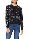 G-STAR RAW Women's Cropped Loose Sweatshirt Allover, Multicolour (dk black small type face D20500-C365-C709), M