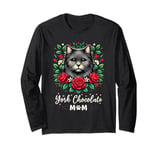 Roses Flowers York Chocolate Cat Long Sleeve T-Shirt