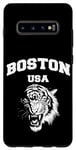 Coque pour Galaxy S10+ Boston Massachusetts Illustration With Wild Graphic Tiger