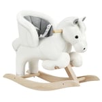 WOLTU Cheval à Bascule en Peluche Jouet à Bascule Bébé Bois Animal à Bascule pour 1/2/3 Ans Cadeau pour Anniversaire Noël Ceinture de Sécurité Effet Sonore Blanc et Gris KSF001whigry