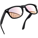 Joopin Lunette de Soleil Femme Miroir Polarisée Carrée et Lunette de Soleil Homme Rose Effet Miroir Pour Voyage et Conduite