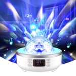 Star Projector Night Light Bluetooth Speaker Bedside Table Lamp with Alarm Clock FM Radio 360 Degree Rotation Party Projector 6 Films,Dimmable Warm Light & 7 Color Changing Gift for Girl Boy Women