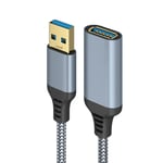 Câble Rallonge Usb 3.0, 3M Câble Extension Usb 3.0 Mâle A Vers Femelle A 5Gbps Nylon Tressé Compatible Avec Clé Usb, Hub Usb, Disque Dur Externe, Webcam, Imprimante, Gris[PCZ231584]