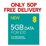 EE SIM CARD NEW ONLY 50P STANDARD MICRO NANO GET UNLIMITED CALL MINUTES TEXT