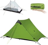 Tente de randonnée ultralégère 3 Saisons pour 1 Personne/2 Personnes, Tente de Camping LanShan légère, idéale pour Le Camping, Le Trekking, Le Kayak, l'escalade, la randonnée, 2 Personnes, Vert