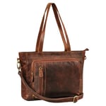 STILORD 'Doro' 3-en-1 Vintage Sac a Main Femme Cuir Sac Bandoulière Grand Tote Bag Sac Cabas Shopper Cuir Véritable Sacoche Femme sac ordi portable, Couleur:prestige - marron