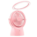 Portable fan WJ Small night light USB charging handheld small fan indoor and outdoor mini LED table lamp fan with charging treasure (Color : Pink)